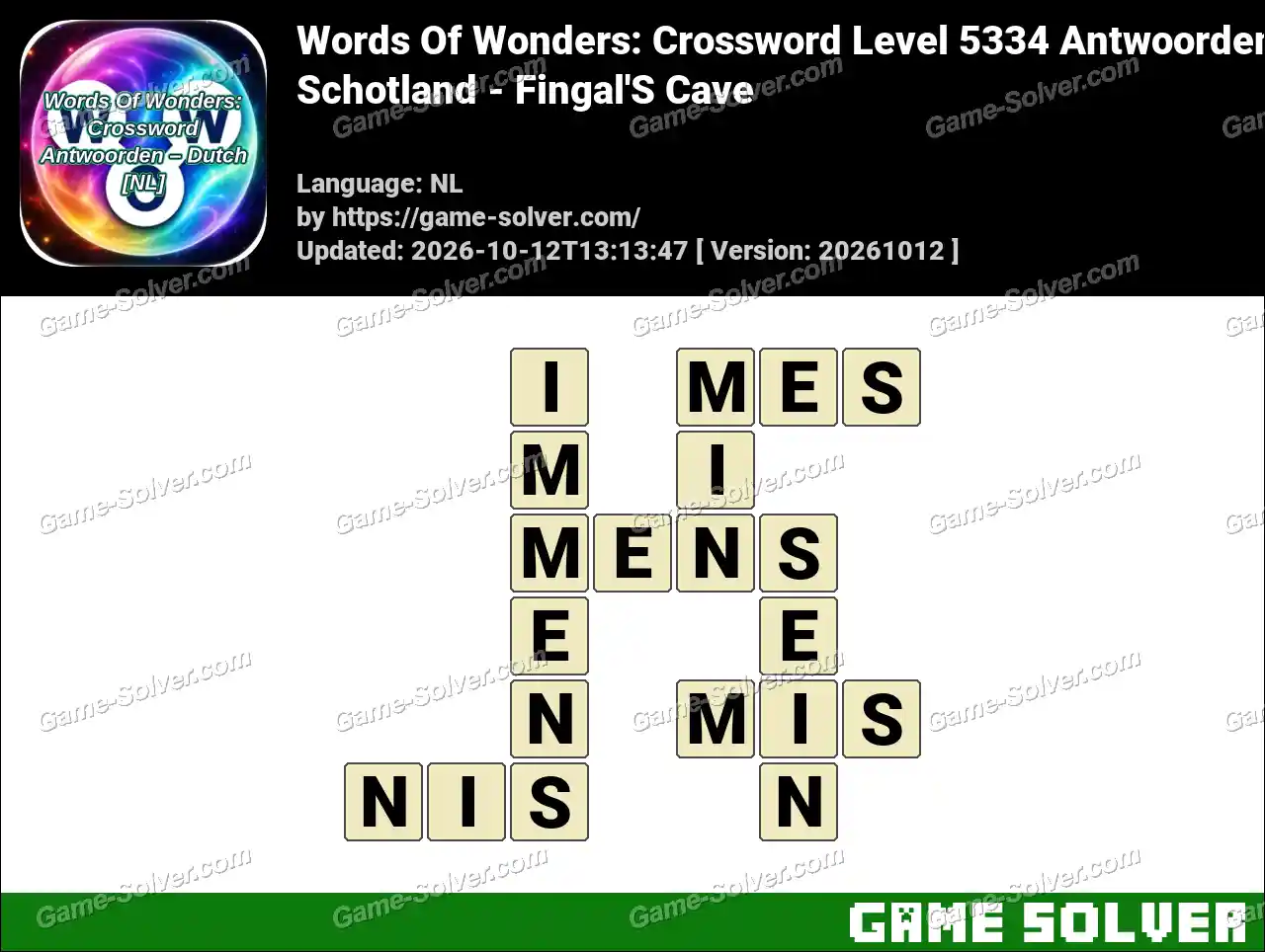 Words Of Wonders: Crossword Level 5334 Antwoorden – Schotland – Fingal’S Cave